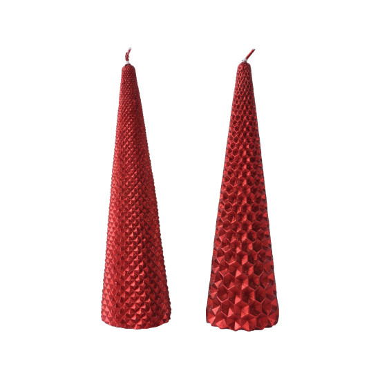 Bougie paraffine cone rouge h20cm de Kaemingk - deco de la maison dans K004