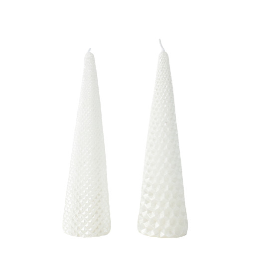 Bougie paraffine cone blanc hiver h20cm de Kaemingk - deco de la maison dans K004
