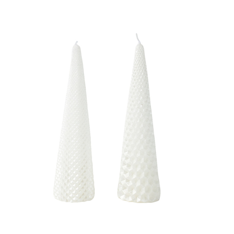 Bougie paraffine cone blanc hiver h20cm de Kaemingk - deco de la maison dans K004