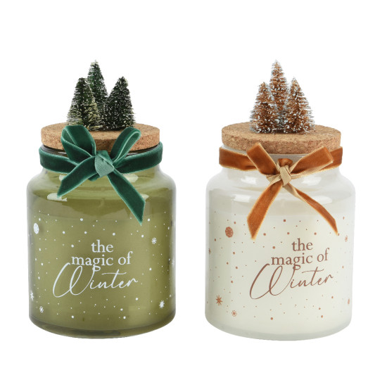 Bougie paraffine noeud velours sapin h10cm de Kaemingk - deco de la maison dans K004