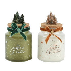 Bougie paraffine noeud velours sapin h10cm de Kaemingk - deco de la maison dans K004