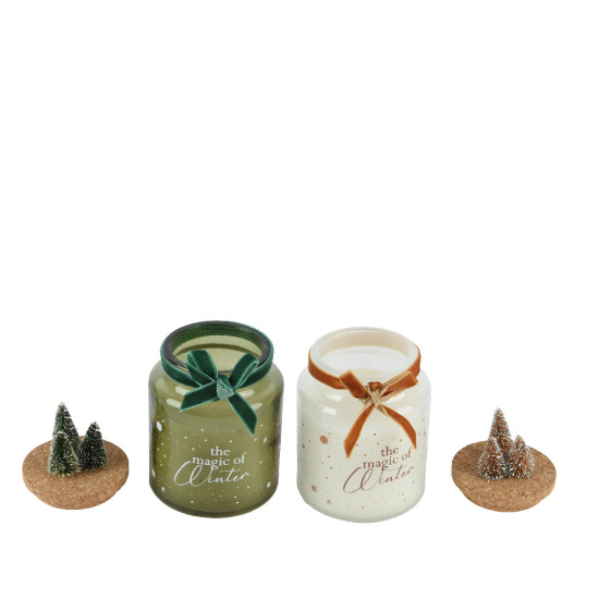 Bougie paraffine noeud velours sapin h10cm de Kaemingk - deco de la maison dans K004