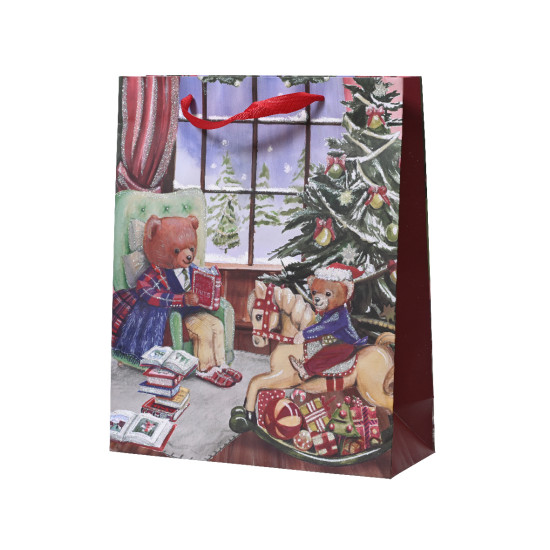 Sac cadeau avec ours rouge/couleur 32cm de Kaemingk - deco de la maison dans K004