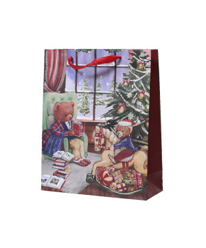 Sac cadeau avec ours rouge/couleur 24cm de Kaemingk - deco de la maison dans K004