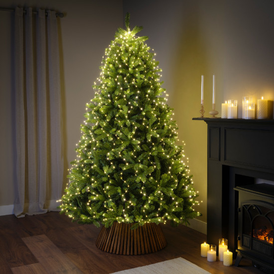 Chute sapin 672l argent/blanc chaud 2.1m de Kaemingk - deco de la maison dans K004