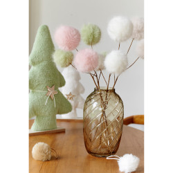 Branche 3 boules duveteuses vert sauge 70cm de Kaemingk - deco de la maison dans K004