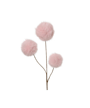 Branche 3 boules duveteuses rose doux 70cm de Kaemingk - deco de la maison dans K004