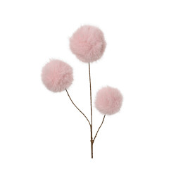 Branche 3 boules duveteuses rose doux 70cm de Kaemingk - deco de la maison dans K004