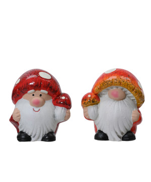 Pere noel terre cuite 2ass h11.5cm de Kaemingk - deco de la maison dans K004
