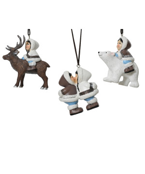 Suspension renne/ours 3ass 10cm de Kaemingk - deco de la maison dans K004