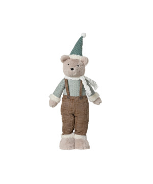 Ours bonnet vert clair h75cm de Kaemingk - deco de la maison dans K004