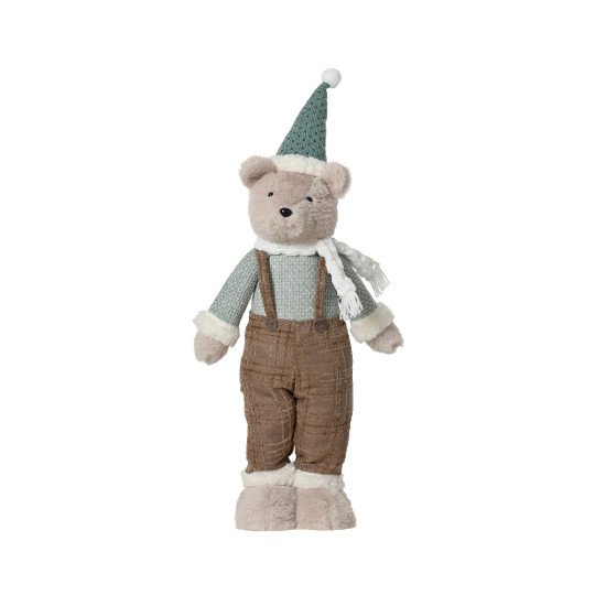Ours bonnet vert clair h75cm de Kaemingk - deco de la maison dans K004