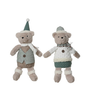 Ours avec bonnet vert clair h40cm de Kaemingk - deco de la maison dans 🎅Figurine de Noël