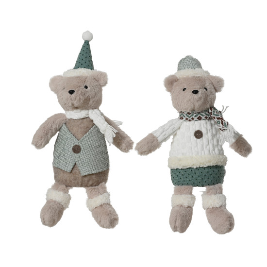 Ours avec bonnet vert clair h40cm de Kaemingk - deco de la maison dans 🎅Figurine de Noël