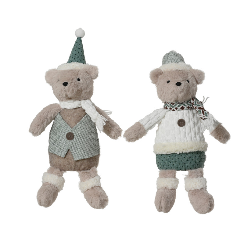 Ours avec bonnet vert clair h40cm de Kaemingk - deco de la maison dans 🎅Figurine de Noël
