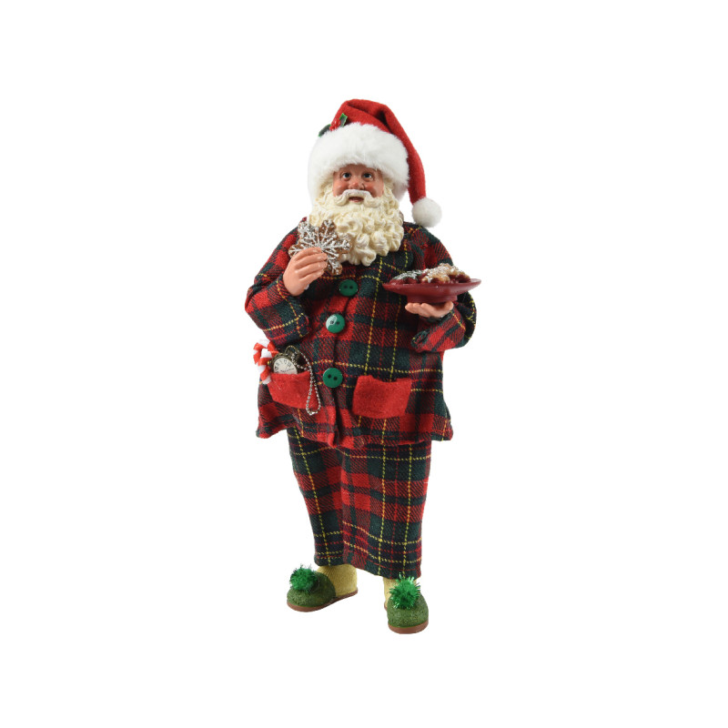 Pere noel en pyjama rouge/couleur h28cm de Kaemingk - deco de la maison dans K004
