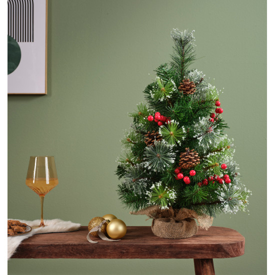 Mini sapin ipswich baies.p.pin vert/blanc h60 de Kaemingk - deco de la maison dans K004