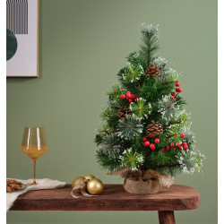 Mini sapin ipswich baies.p.pin vert/blanc h60 de Kaemingk - deco de la maison dans K004