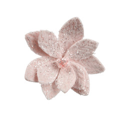 Poinsettia sur clip rose doux d28 de Kaemingk - deco de la maison dans K004