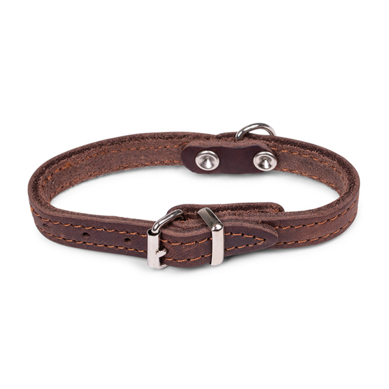 /Collier cuir huile brun 32cmx12mm xs de Animalerie Libourne et Bordeaux - Gironde dans Colliers pour chien