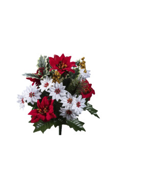 Bouquet poinsettia houx 35cm rouge/vert/blanc de Jardinerie Bordeaux Libourne Gironde dans E078