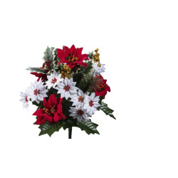 Bouquet poinsettia houx 35cm rouge/vert/blanc de Jardinerie Bordeaux Libourne Gironde dans E078