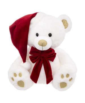 Peluche ours blanc avec bonnet 48cm de J-Line by Jolipa - Déco intérieur dans J033