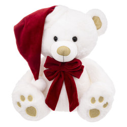 Peluche ours blanc avec bonnet 48cm de J-Line by Jolipa - Déco intérieur dans J033
