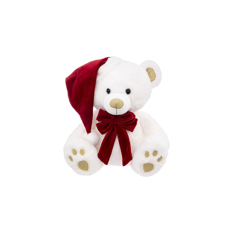 Peluche ours blanc avec bonnet 48cm de J-Line by Jolipa - Déco intérieur dans J033