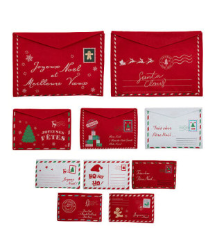 Enveloppe feutrine rouge/blanc x10 de J-Line by Jolipa - Déco intérieur dans J033