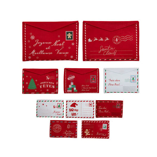 Enveloppe feutrine rouge/blanc x10 de J-Line by Jolipa - Déco intérieur dans J033