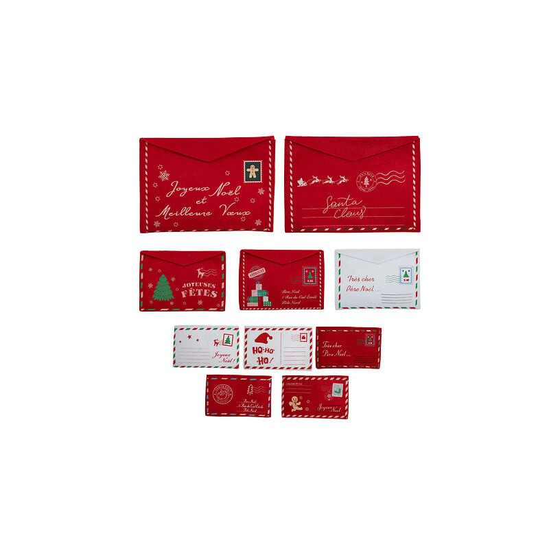 Enveloppe feutrine rouge/blanc x10 de J-Line by Jolipa - Déco intérieur dans J033