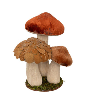 Champignons x3 velours marron h21cm de J-Line by Jolipa - Déco intérieur dans J033