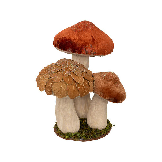 Champignons x3 velours marron h21cm de J-Line by Jolipa - Déco intérieur dans J033