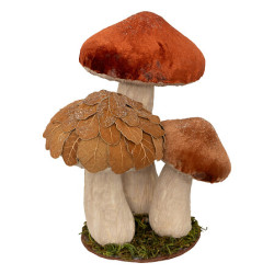 Champignons x3 velours marron h21cm de J-Line by Jolipa - Déco intérieur dans J033