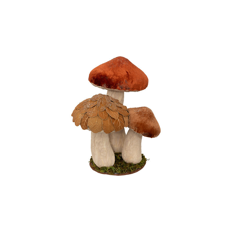 Champignons x3 velours marron h21cm de J-Line by Jolipa - Déco intérieur dans J033