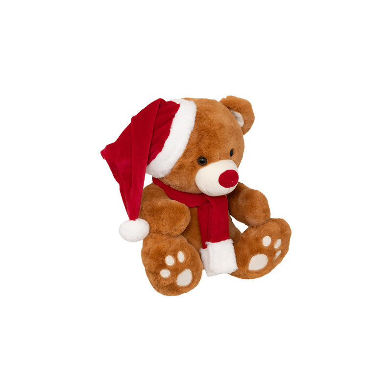 Peluche ours brun avec bonnet 48cm de J-Line by Jolipa - Déco intérieur dans J033