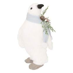 Pingouin avec echarpe bleu 38cm de J-Line by Jolipa - Déco intérieur dans J033
