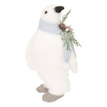 Pingouin avec echarpe bleu 38cm de J-Line by Jolipa - Déco intérieur dans J033