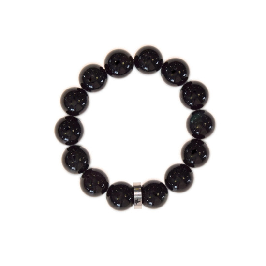 Bracelet obsidienne noire perles rondes 14 mm de Herboristerie et Esotérisme à Libourne dans D040