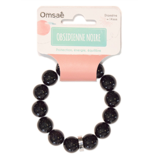 Bracelet obsidienne noire perles rondes 14 mm de Herboristerie et Esotérisme à Libourne dans D040