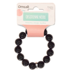 Bracelet obsidienne noire perles rondes 14 mm de Herboristerie et Esotérisme à Libourne dans D040