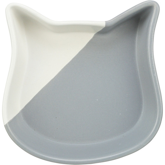 Gamelle tête chat ceramique 0.2 l/ 13cm gris de Trixie - Produit pour animaux dans T050