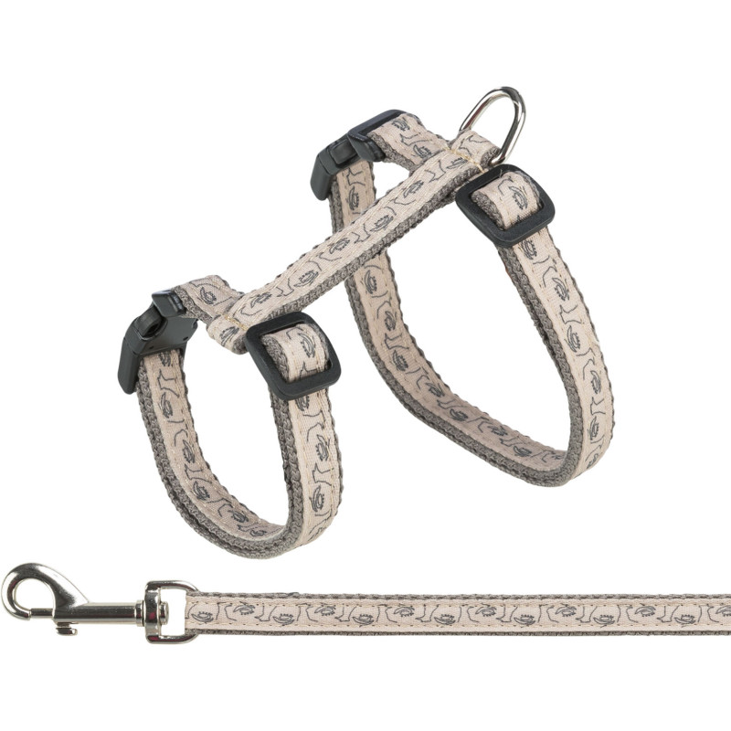 Harnais chat laisse. 1.20 m. gris/beige de Trixie - Produit pour animaux dans T050