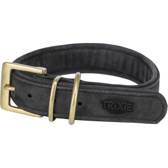 Collier en cuir pur. l–xl 52–63cm/40 mm. noir de Trixie - Produit pour animaux dans T050