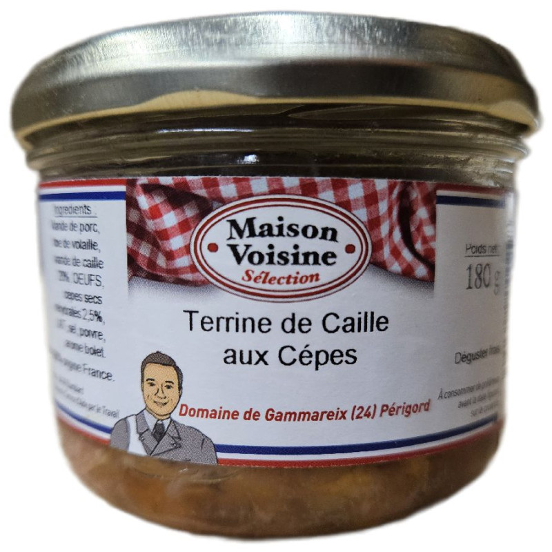 TERRINE DE CAILLE AUX CEPES 180G de Table des producteurs Libourne dans 🥔 Apéritifs à manger