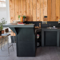 Kit comptoir 60 cm gris cargo/noir de ENO - Plancha dans E038