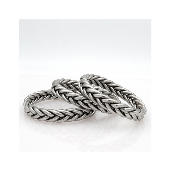 Jonc bouddhiste tresse argent fonce s de Cherie Sheriff : Les joncs bouddhistes dans C1551