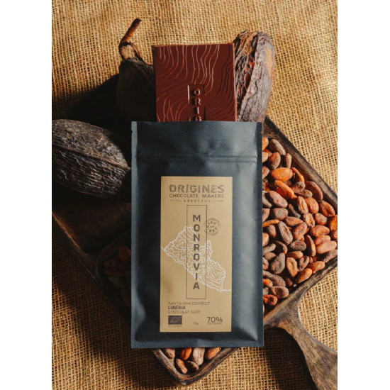 Tablette chocolat noir 70% liberia 75g de Table des producteurs Libourne dans 🍫 Chocolats