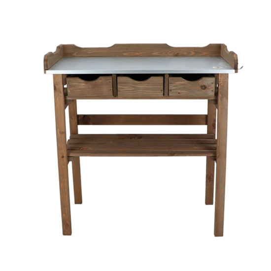 Table à rempoter av. tiroirs marron de Esschert design - deco maison et jardin dans E058